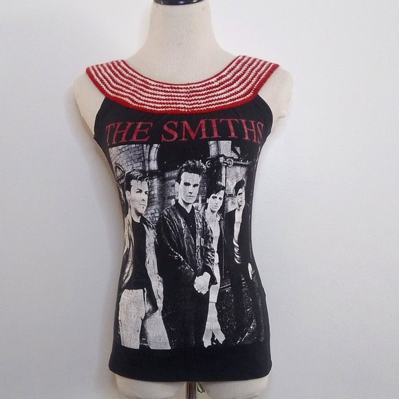 Dee N' Bee Handmade Tops - Handmade THE SMITHS Punk Rock T-shirt Egyptian Inspired Crochet Yoke